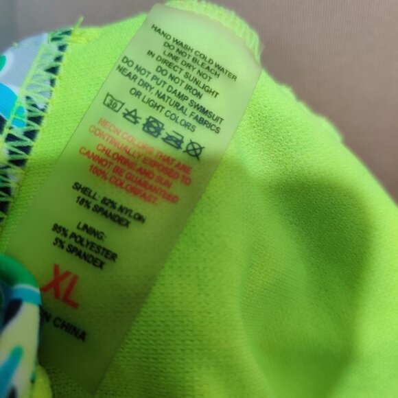 Womens Swimsuit Bikini Top Racerback Boho Floral Print Grey Blue Green Size XL - Picture 7 of 7